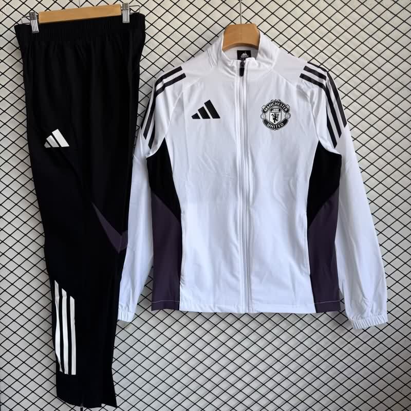 AAA(Thailand) Manchester United 25/26 White Soccer Tracksuit 04