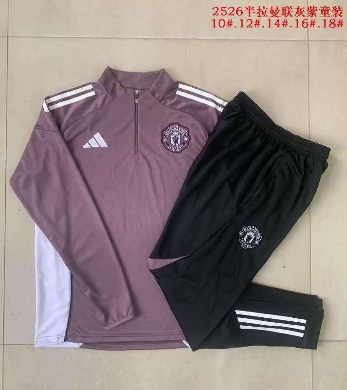 Manchester United 25/26 Kids Purple Soccer Tracksuit 02