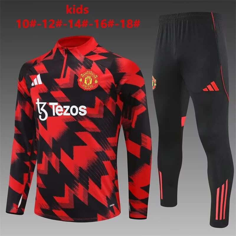 Manchester United 25/26 Kids Red Black Soccer Tracksuit