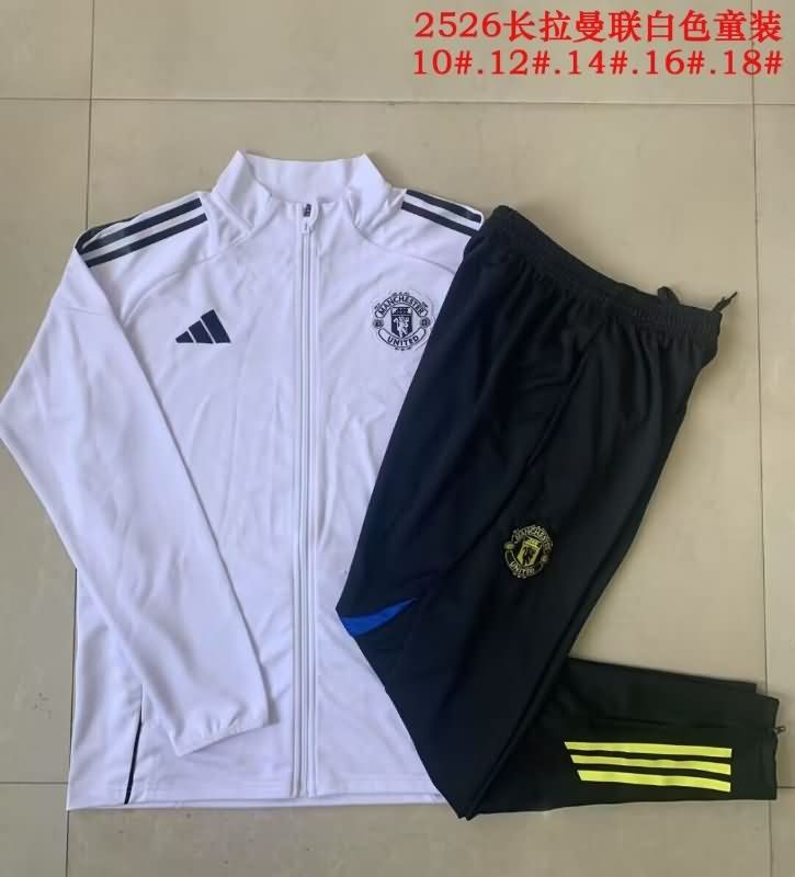 Manchester United 25/26 Kids White Soccer Tracksuit