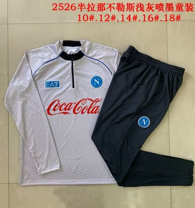 Napoli 25/26 Kids Light Grey Soccer Tracksuit 02