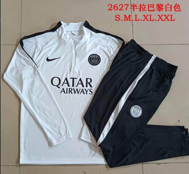 AAA(Thailand) Paris St Germain 25/26 White Soccer Tracksuit 05