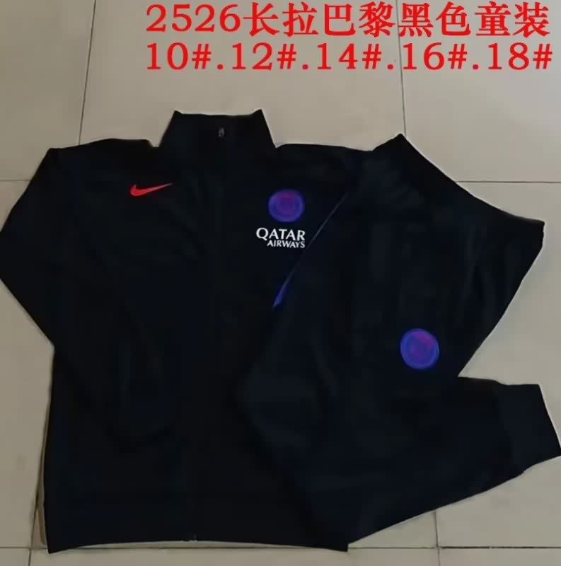 Paris St Germain 25/26 Kids Black Soccer Tracksuit 07