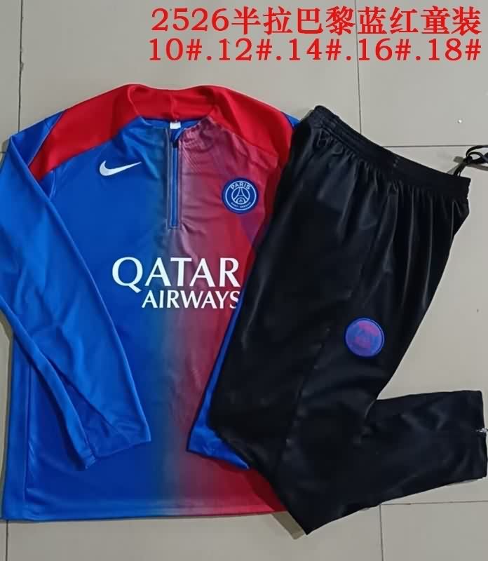 Paris St Germain 25/26 Kids Blue Red Soccer Tracksuit