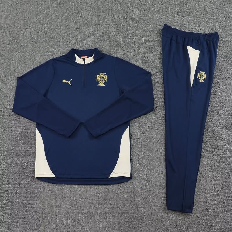 AAA(Thailand) Portugal 2025 Dark Blue Soccer Tracksuit