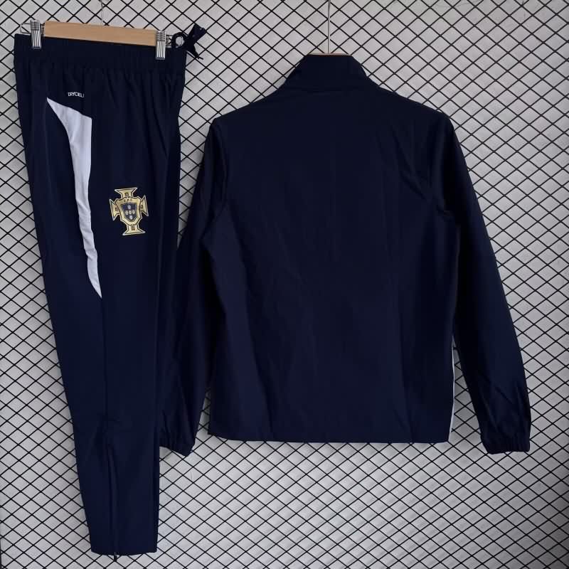 AAA(Thailand) Portugal 2025 Dark Blue Soccer Tracksuit 02