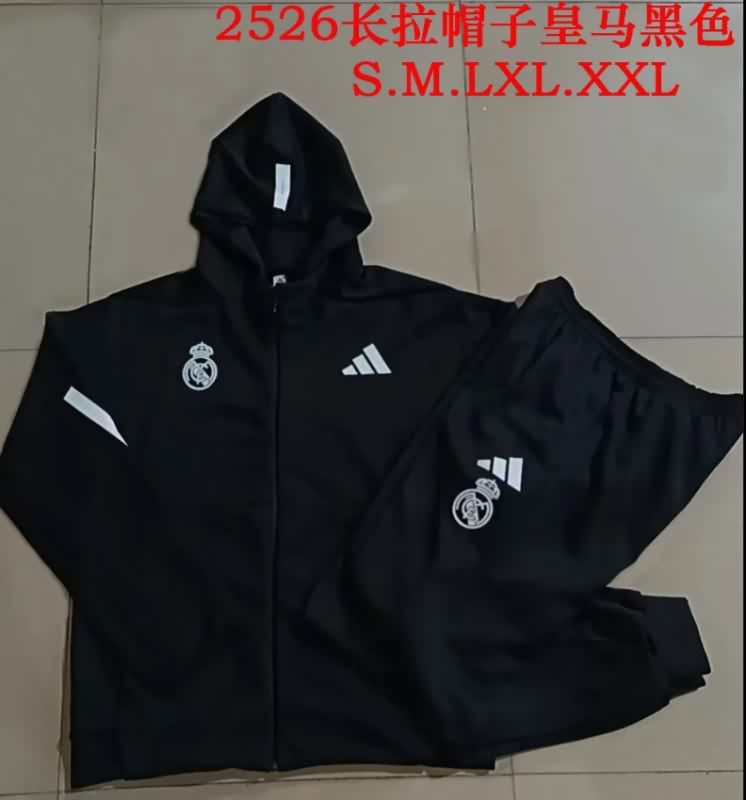 AAA(Thailand) Real Madrid 25/26 Black Soccer Tracksuit 06