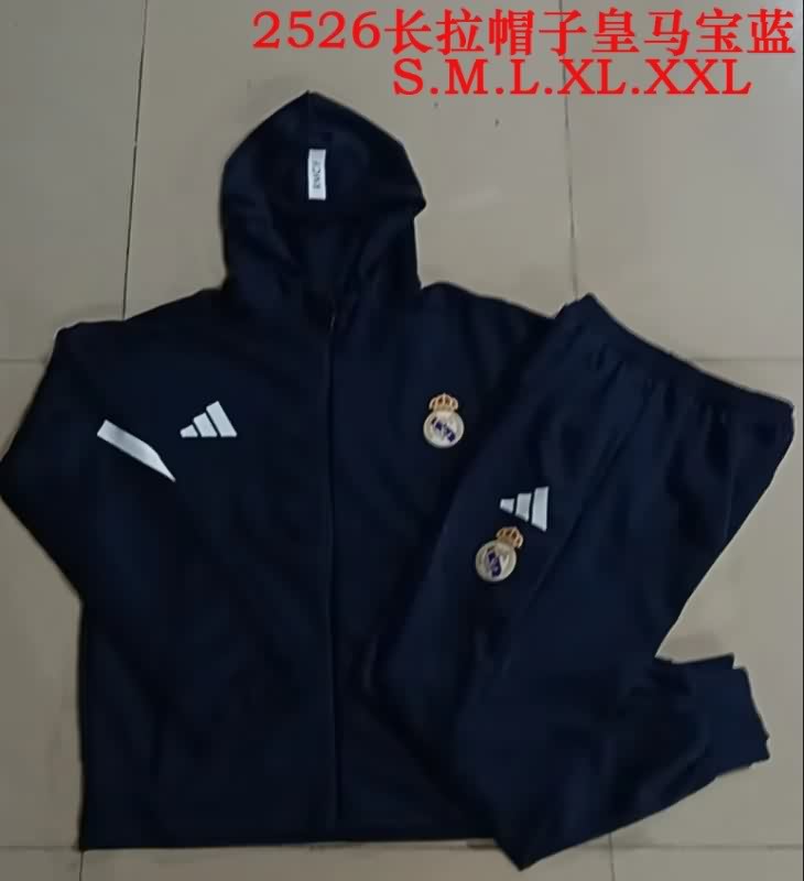 AAA(Thailand) Real Madrid 25/26 Dark Blue Soccer Tracksuit 09