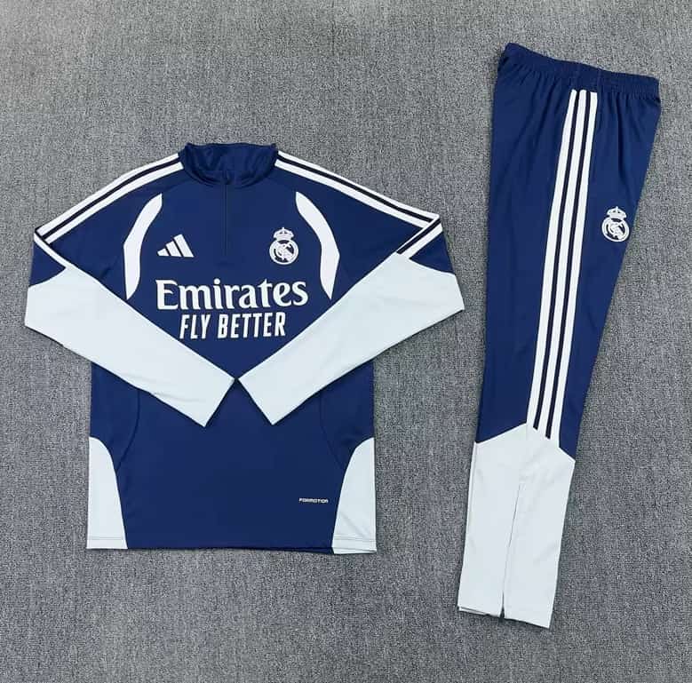 AAA(Thailand) Real Madrid 25/26 Dark Blue Soccer Tracksuit 11