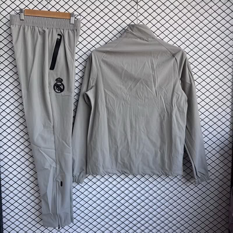 AAA(Thailand) Real Madrid 25/26 Grey Soccer Tracksuit 06