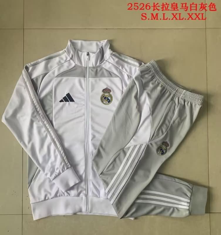 AAA(Thailand) Real Madrid 25/26 White Soccer Tracksuit 02