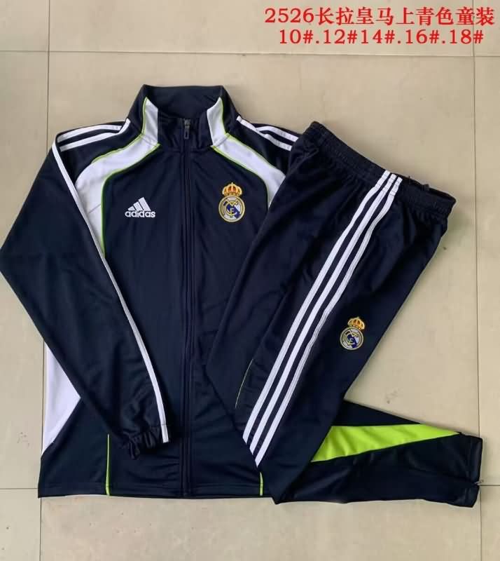 Real Madrid 25/26 Kids Dark Blue Soccer Tracksuit 02