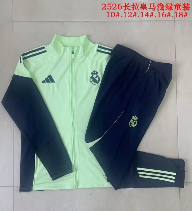 Real Madrid 25/26 Kids Green Soccer Tracksuit