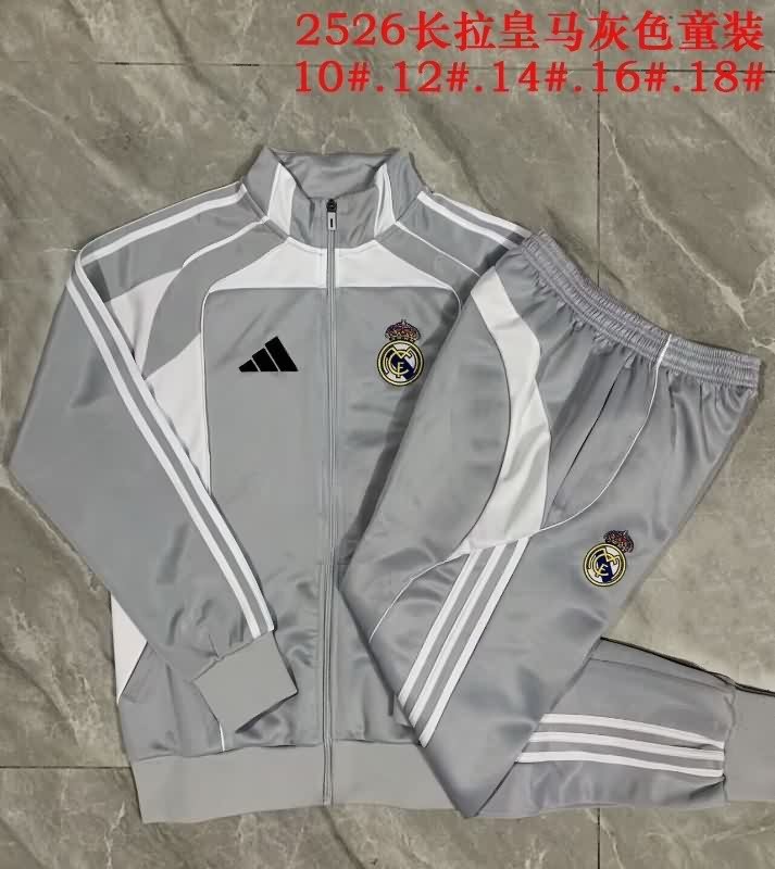 Real Madrid 25/26 Kids Grey Soccer Tracksuit 03 Real Madrid 25/26 Kids Grey Soccer Tracksuit 03