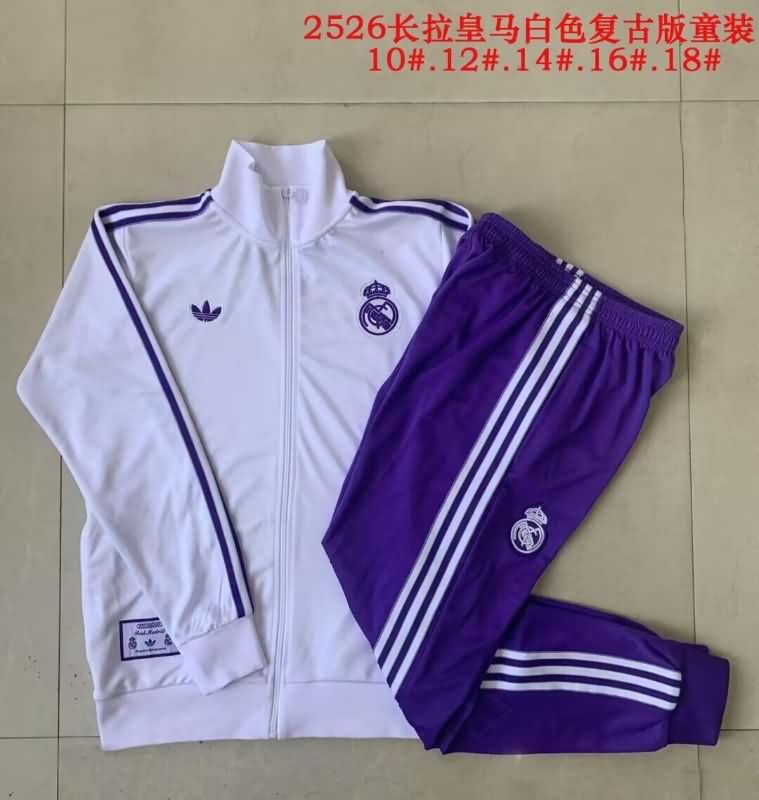 Real Madrid 25/26 Kids White Soccer Tracksuit
