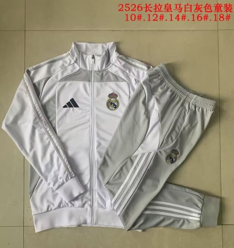 Real Madrid 25/26 Kids White Soccer Tracksuit 02