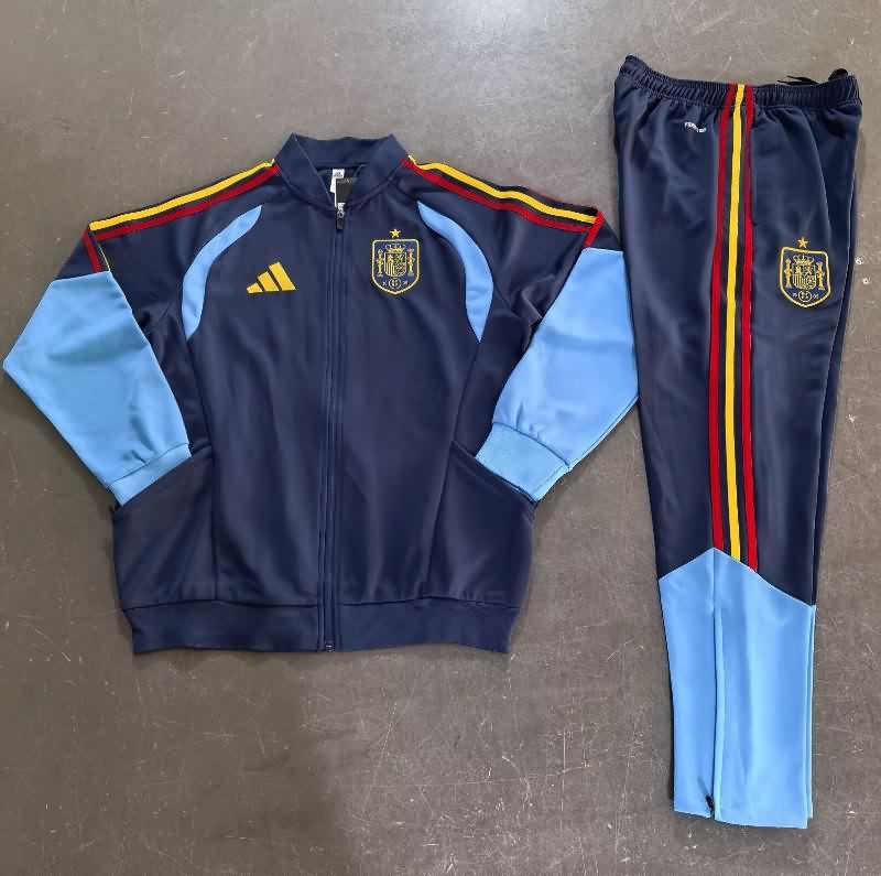 AAA(Thailand) Spain 2026 Dark Blue Soccer Tracksuit 03
