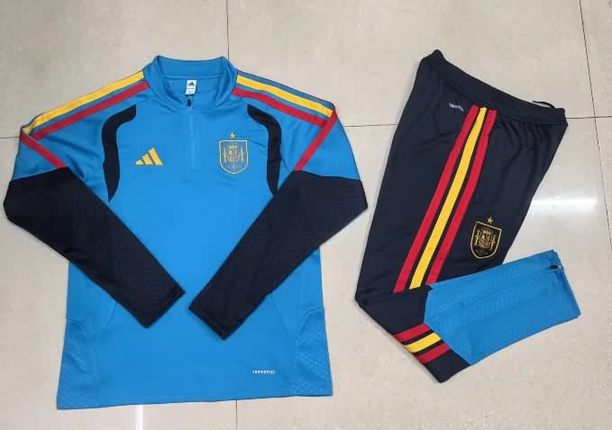 Spain 2026 Kids Blue Soccer Tracksuit