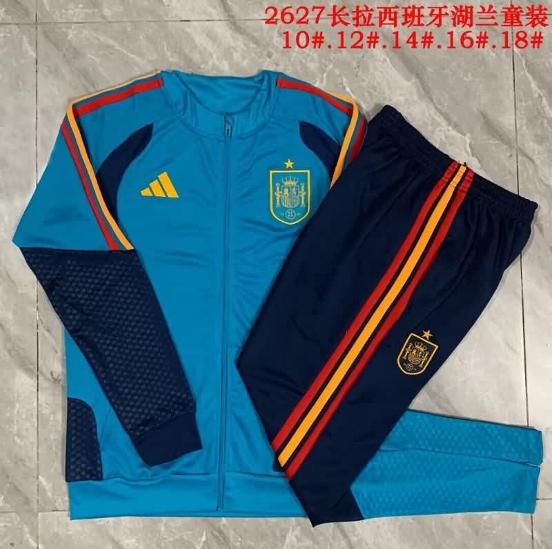 Spain 2026 Kids Blue Soccer Tracksuit 02
