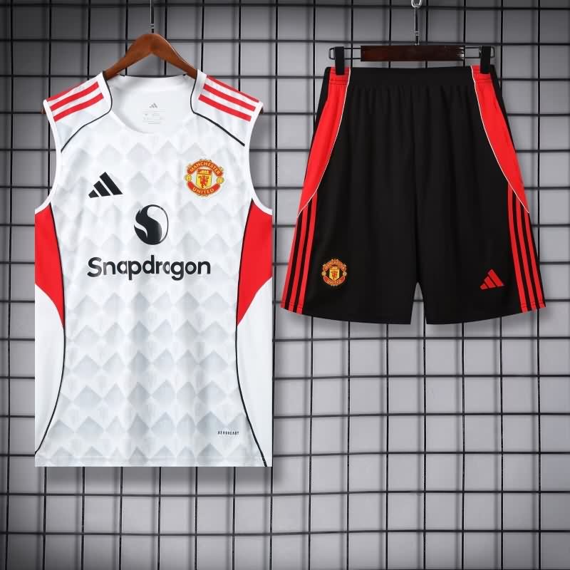 AAA(Thailand) Manchester United 25/26 White Soccer Training Sets 05