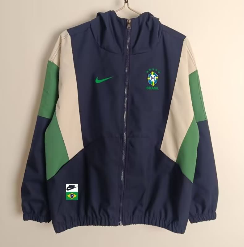 AAA(Thailand) Brazil 2025 Dark Blue Soccer Windbreaker