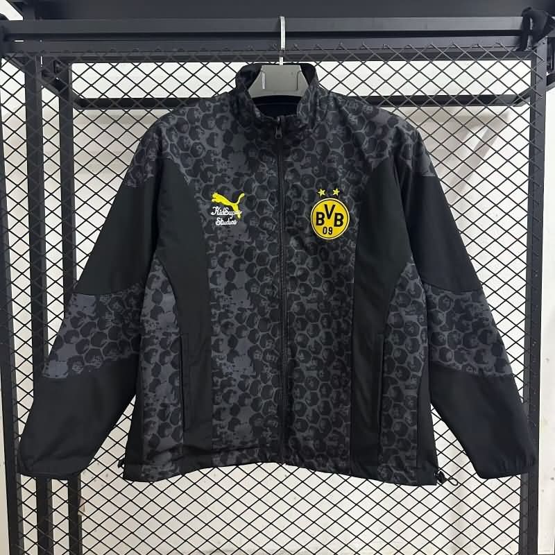 AAA(Thailand) Dortmund 25/26 Black Grey Reversible Soccer Windbreaker