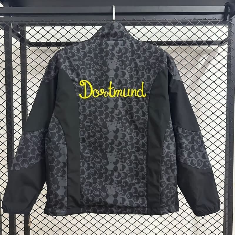 AAA(Thailand) Dortmund 25/26 Black Grey Reversible Soccer Windbreaker