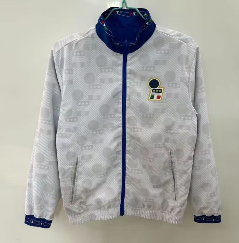 AAA(Thailand) Italy 2025 Blue White Reversible Soccer Windbreaker 02