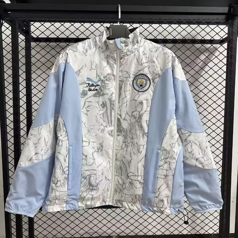 AAA(Thailand) Manchester City 25/26 Dark Blue White Reversible Soccer Windbreaker