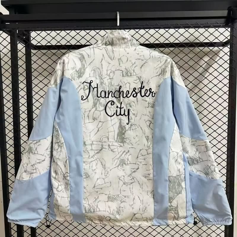 AAA(Thailand) Manchester City 25/26 Dark Blue White Reversible Soccer Windbreaker