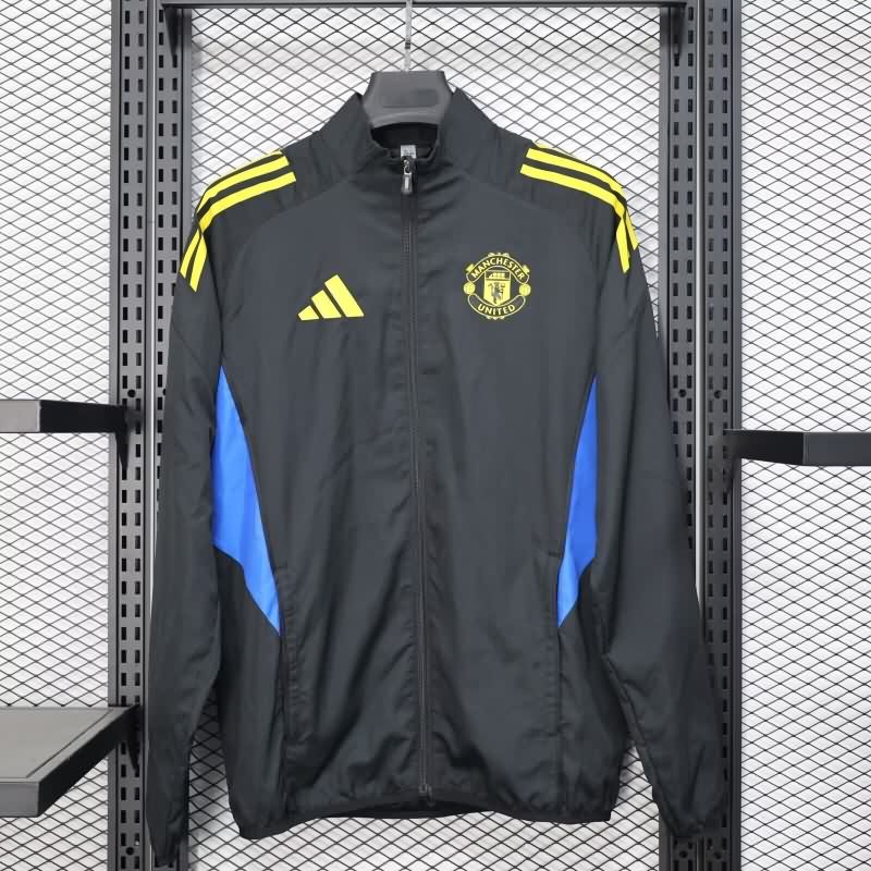 AAA(Thailand) Manchester United 25/26 Black Soccer Windbreaker 03