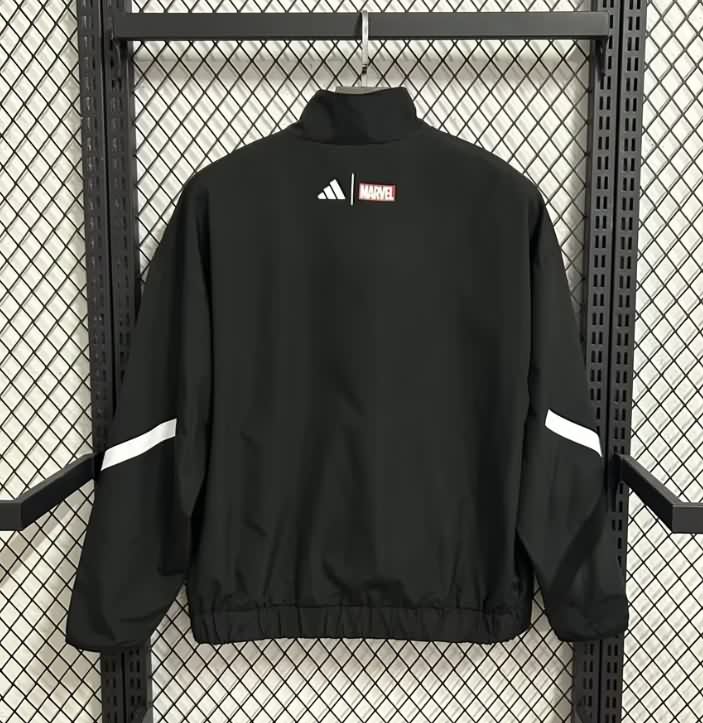 AAA(Thailand) Real Madrid 25/26 Black Soccer Windbreaker 04