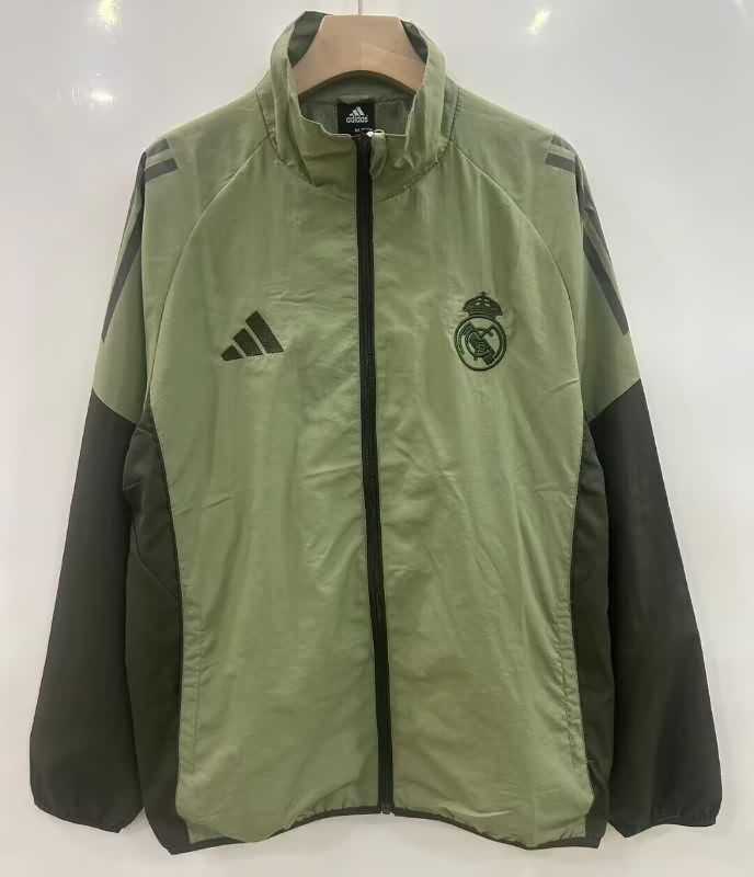 AAA(Thailand) Real Madrid 25/26 Green Soccer Windbreaker 03
