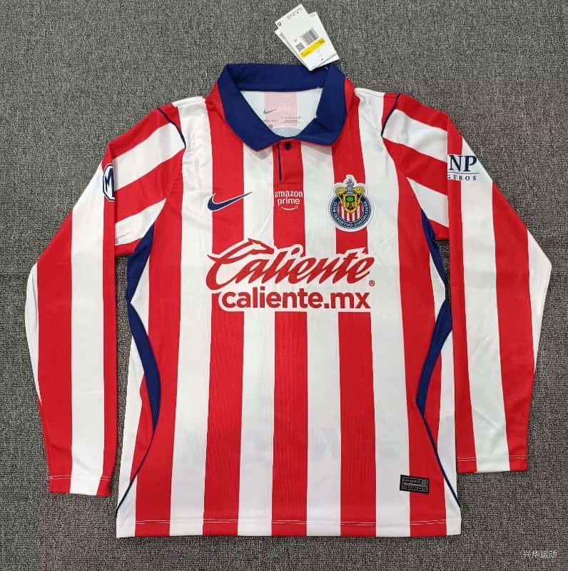 AAA(Thailand) Guadalajara 26/27 Home Long Sleeve Soccer Jersey AAA(Thailand) Guadalajara 26/27 Home Long Sleeve Soccer Jersey