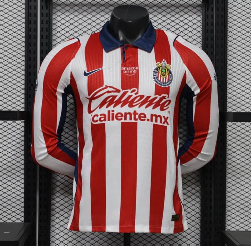 AAA(Thailand) Guadalajara 26/27 Home Long Sleeve Soccer Jersey (Player) AAA(Thailand) Guadalajara 26/27 Home Long Sleeve Soccer Jersey (Player)