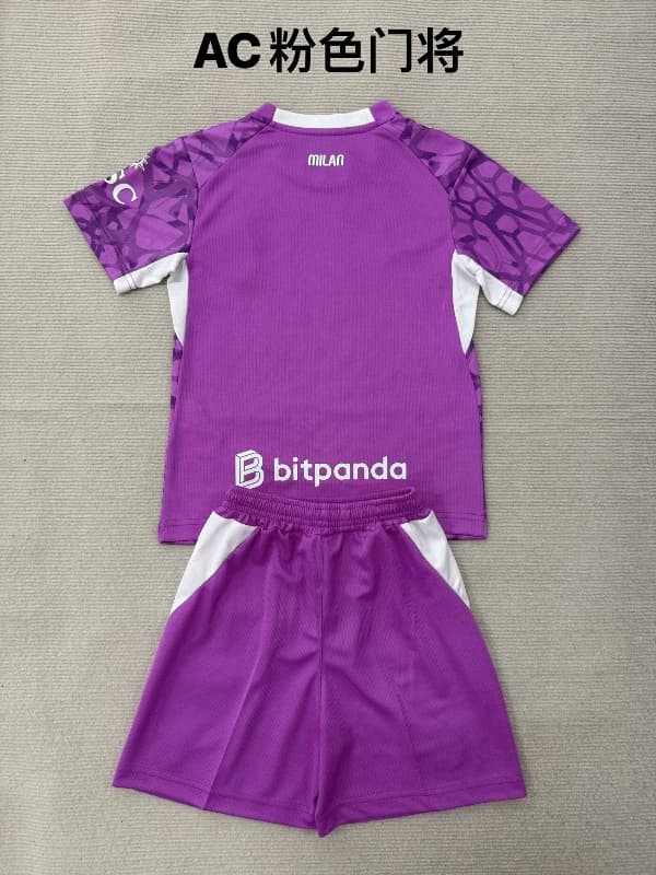 AC Milan 26/27 Kids Goalkeeper Purple Soccer Jersey And Shorts