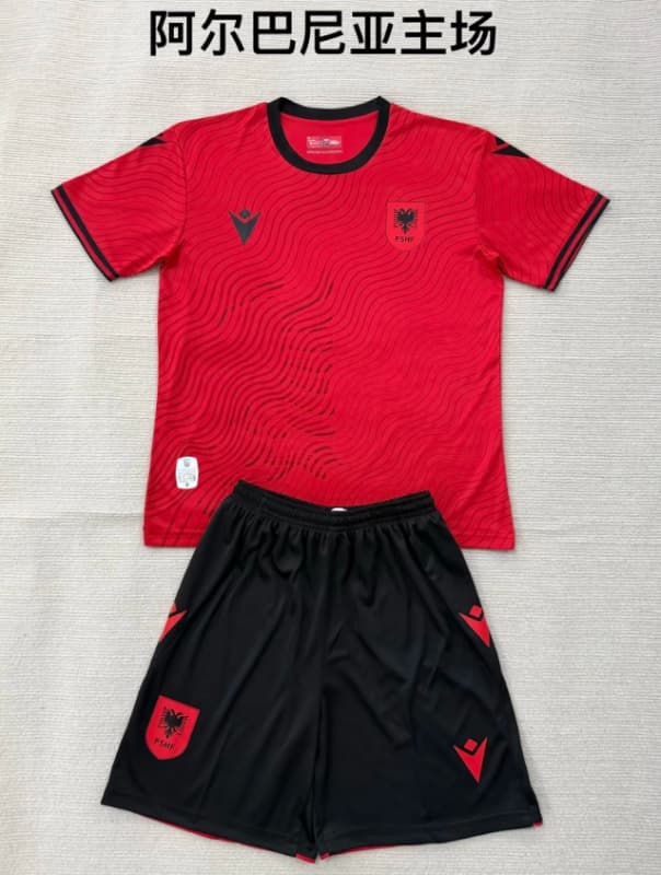 Albania 2026 Kids Home Soccer Jersey And Shorts