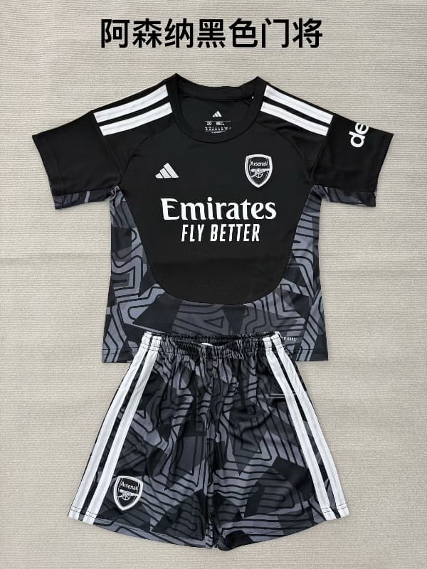 Arsenal 26/27 Kids Goalkeeper Black Soccer Jersey And Shorts Arsenal 26/27 Kids Goalkeeper Black Soccer Jersey And Shorts