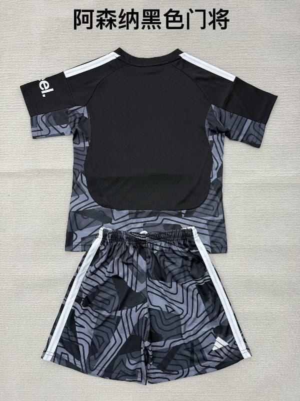 Arsenal 26/27 Kids Goalkeeper Black Soccer Jersey And Shorts
