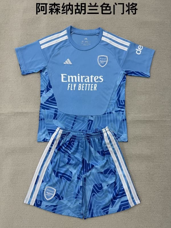 Arsenal 26/27 Kids Goalkeeper Blue Soccer Jersey And Shorts Arsenal 26/27 Kids Goalkeeper Blue Soccer Jersey And Shorts