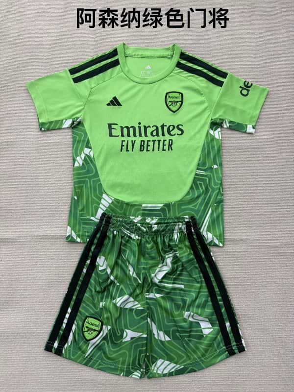 Arsenal 26/27 Kids Goalkeeper Green Soccer Jersey And Shorts