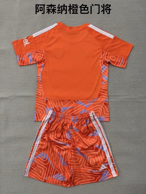 Arsenal 26/27 Kids Goalkeeper Orange Soccer Jersey And Shorts