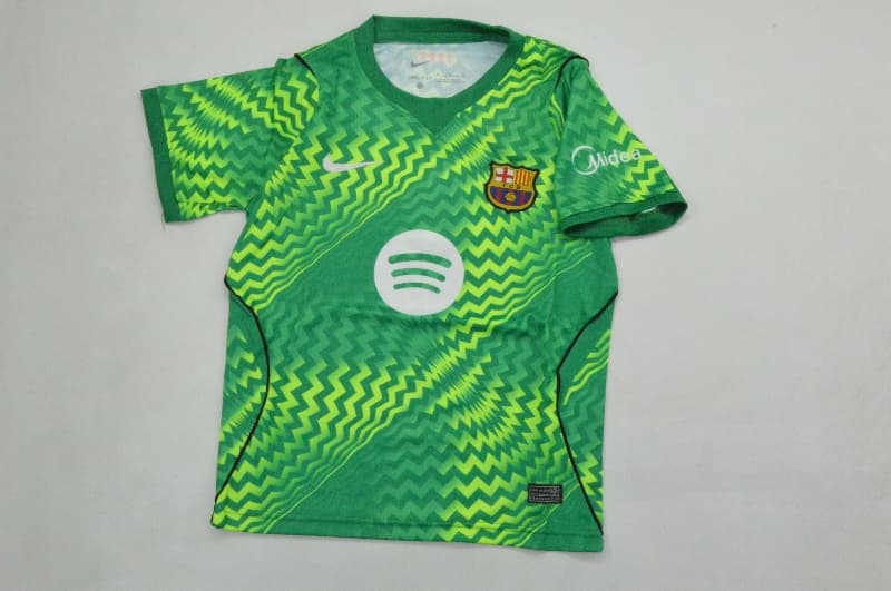 Barcelona 26/27 Kids Goalkeeper Green Soccer Jersey And Shorts