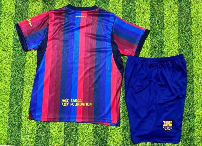 Barcelona 26/27 Kids Home Soccer Jersey And Shorts (Leaked)