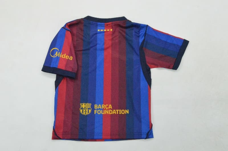 Barcelona 26/27 Kids Home Soccer Jersey And Shorts (Leaked)