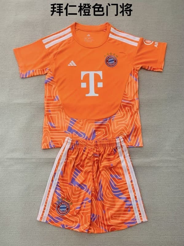 Bayern Munich 26/27 Kids Goalkeeper Orange Soccer Jersey And Shorts