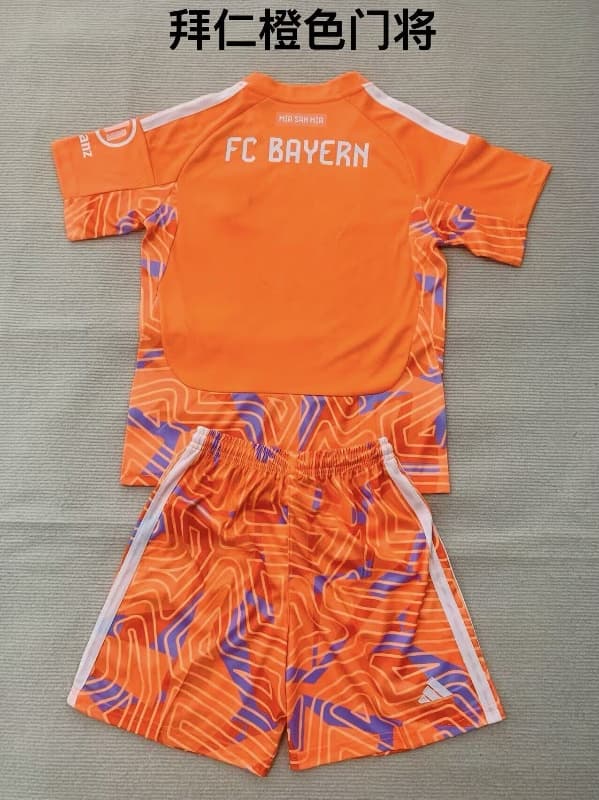 Bayern Munich 26/27 Kids Goalkeeper Orange Soccer Jersey And Shorts