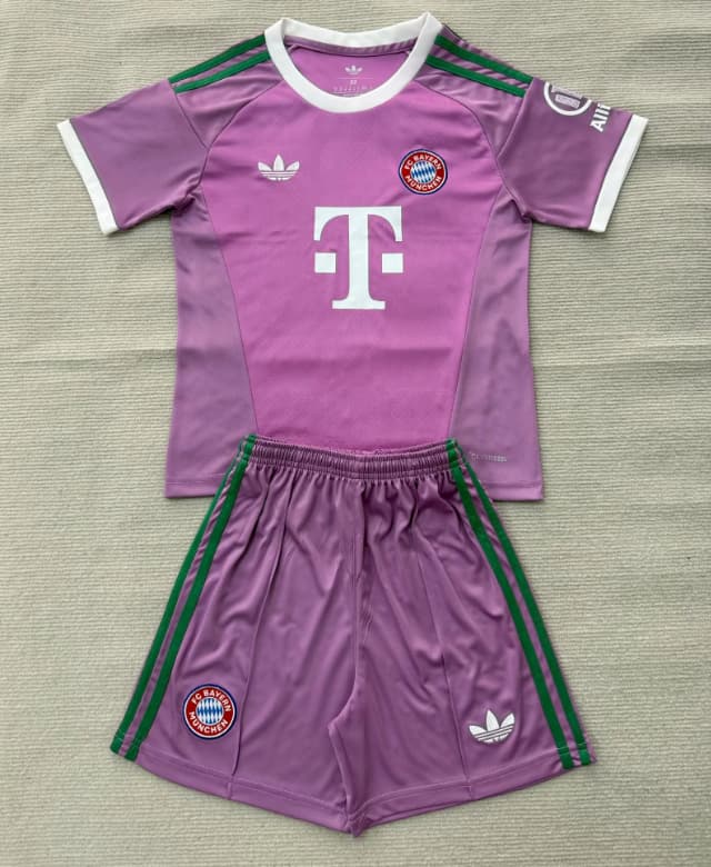 Bayern Munich 26/27 Kids Goalkeeper Purple Soccer Jersey And Shorts Bayern Munich 26/27 Kids Goalkeeper Purple Soccer Jersey And Shorts