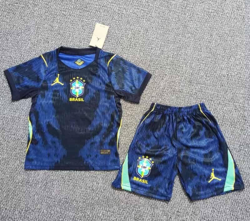 Brazil 2026 Kids Away Soccer Jersey And Shorts (Player)