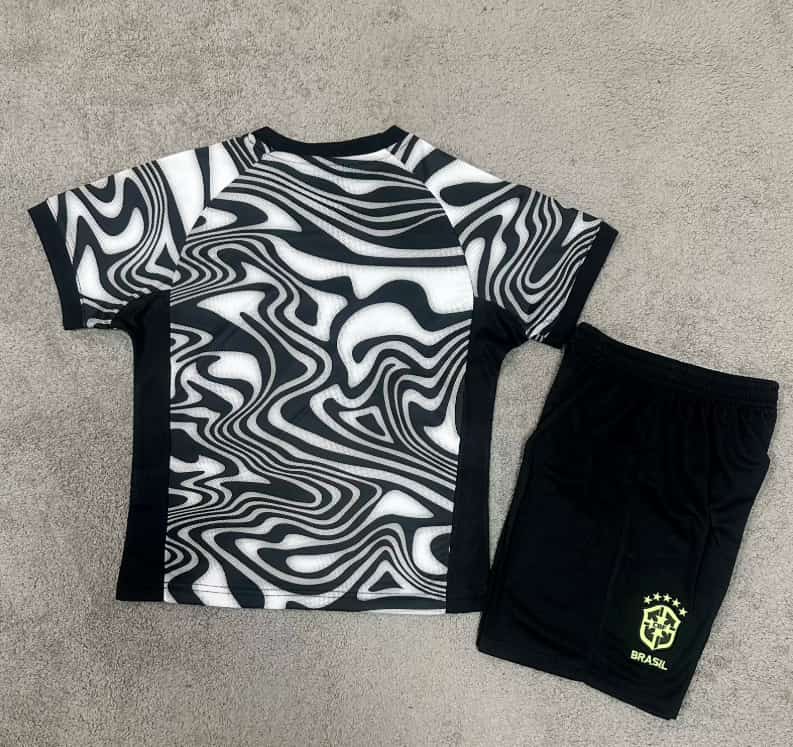 Brazil 2026 Kids Goalkeeper Soccer Jersey And Shorts